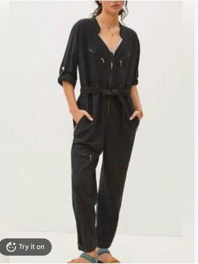 Anthropologie Charlize Utility Jumpsuit In Black.  SZ XS